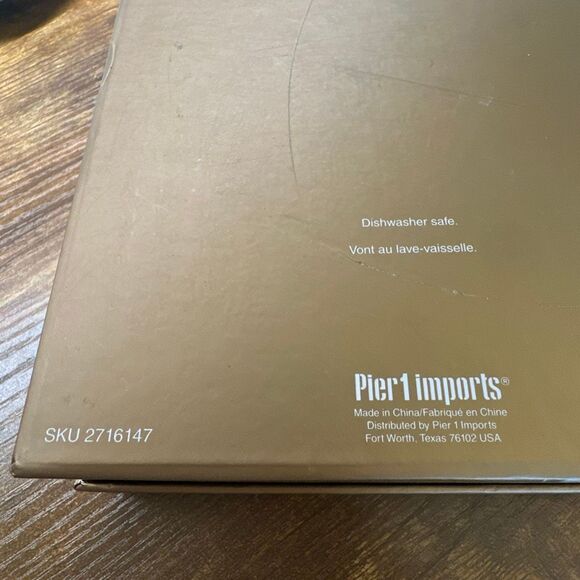 Pier 1 Imports appetizer plates Holiday Wishes set of 4 Original Box Porcelain - Picture 9 of 9